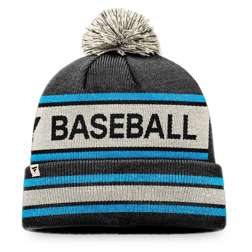 Miami Marlins Fanatics Hometown Slogan Cuffed Knit Hat with Pom - Black/Natural Hats