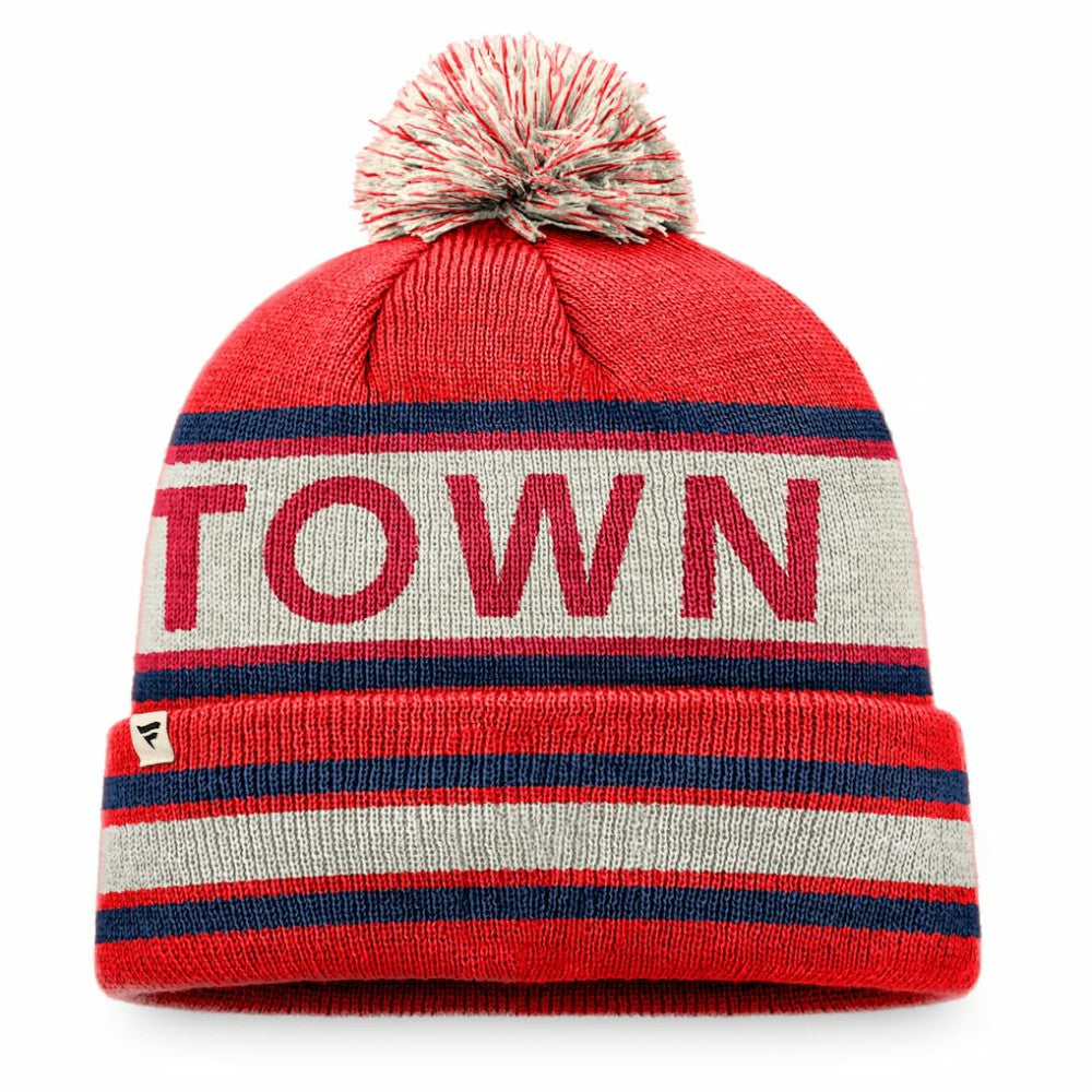 Washington Nationals Fanatics Hometown Slogan Cuffed Knit Hat with Pom - Red/Natural Hats