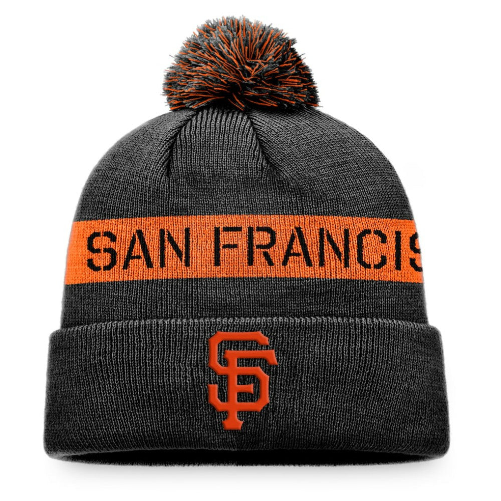 San Francisco Giants Fanatics League Logo Cuffed Knit Hat with Pom - Black/Orange Hats