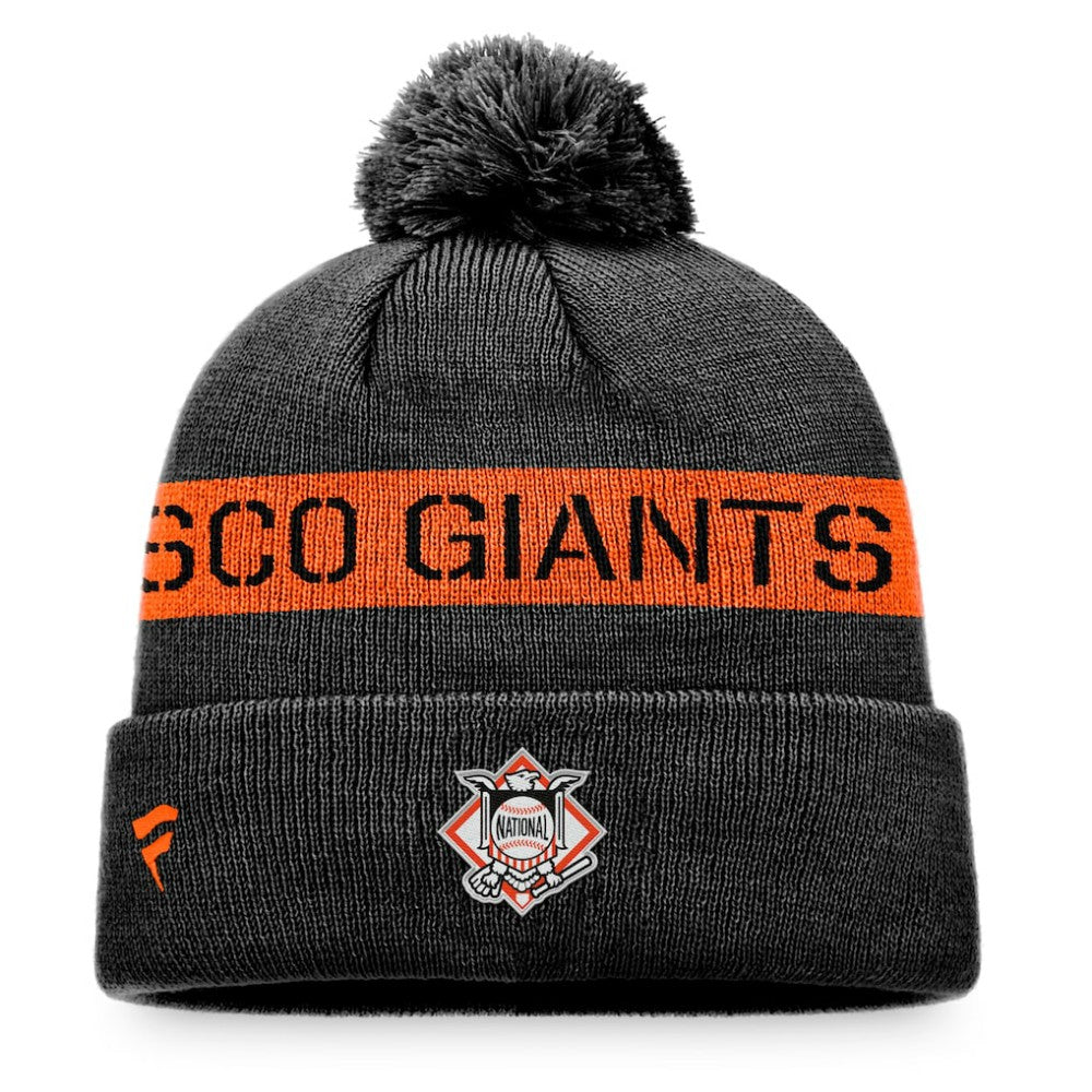 San Francisco Giants Fanatics League Logo Cuffed Knit Hat with Pom - Black/Orange Hats