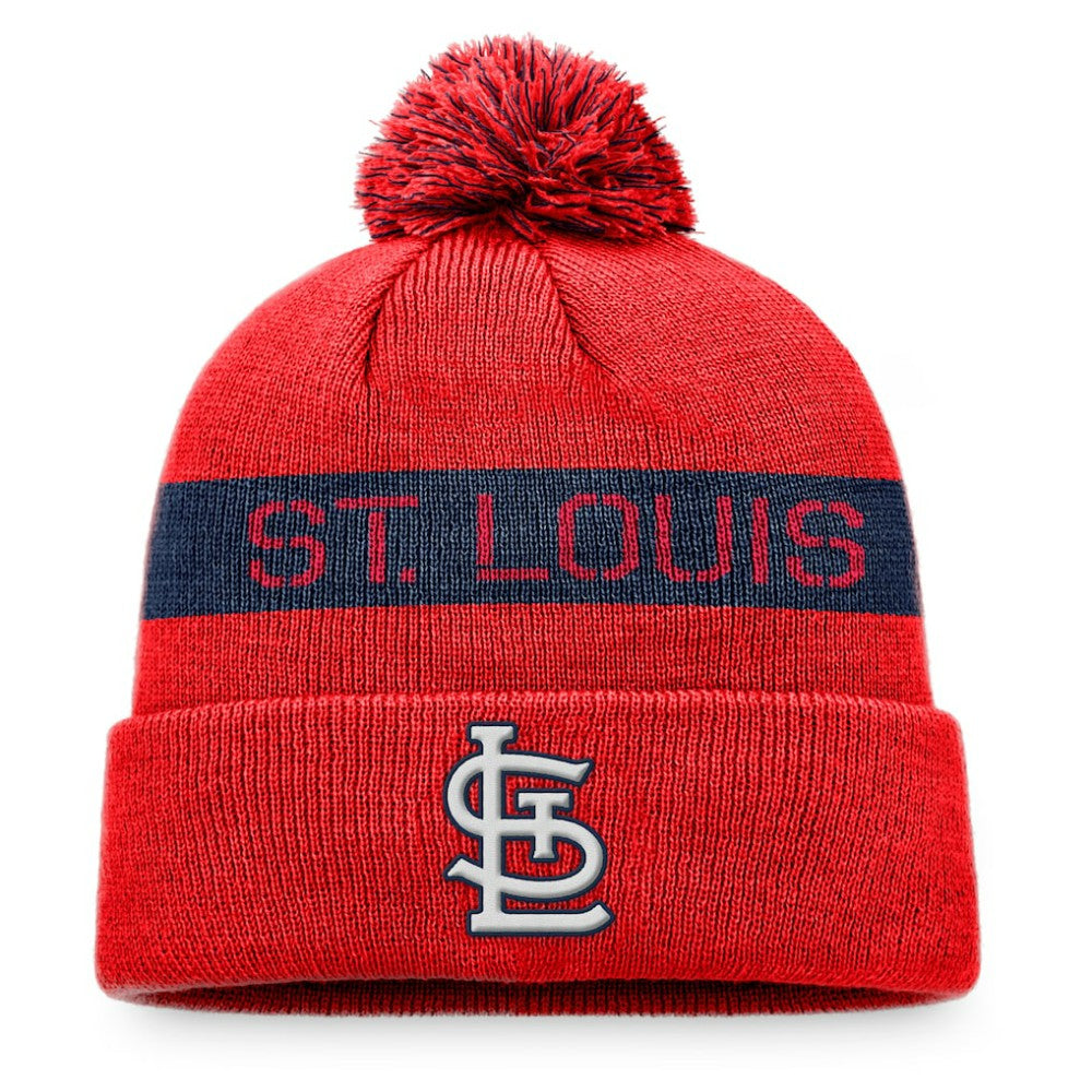 St. Louis Cardinals Fanatics League Logo Cuffed Knit Hat with Pom - Red/Navy Hats