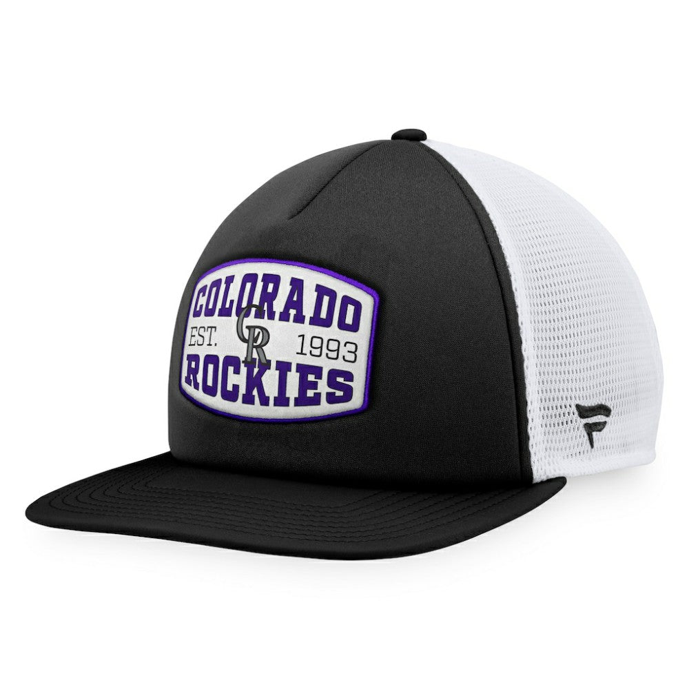 Colorado Rockies Fanatics Foam Front Patch Trucker Snapback Hat - Black Hats