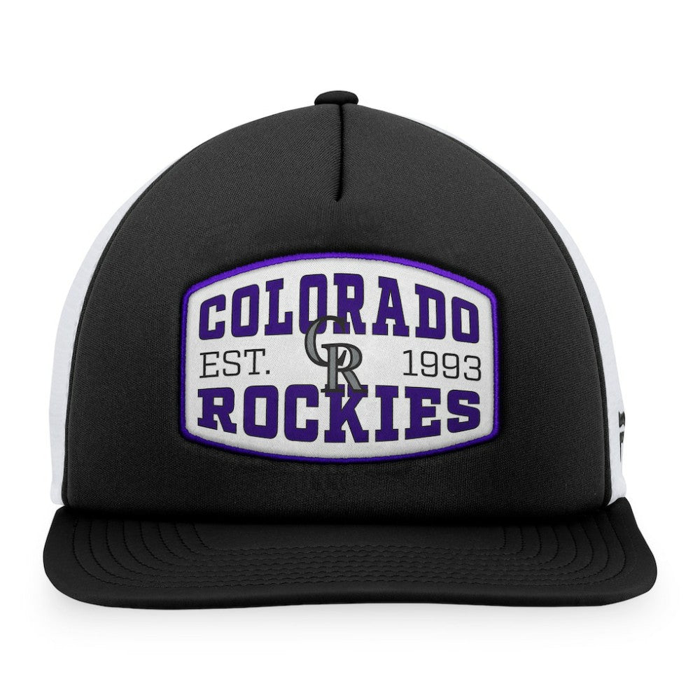 Colorado Rockies Fanatics Foam Front Patch Trucker Snapback Hat - Black Hats