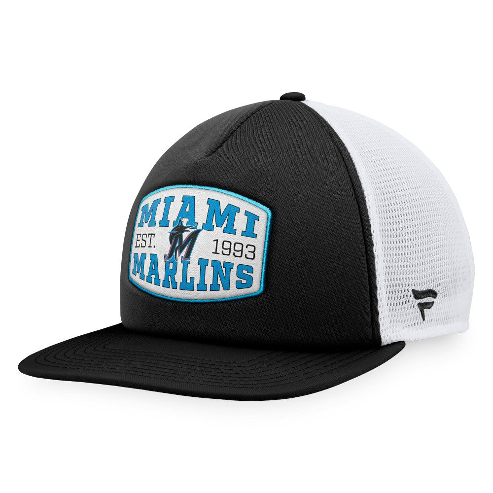 Miami Marlins Fanatics Foam Front Patch Trucker Snapback Hat - Black Hats