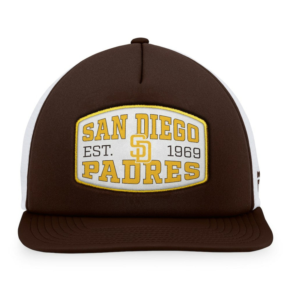 San Diego Padres Fanatics Foam Front Patch Trucker Snapback Hat - Brown Hats