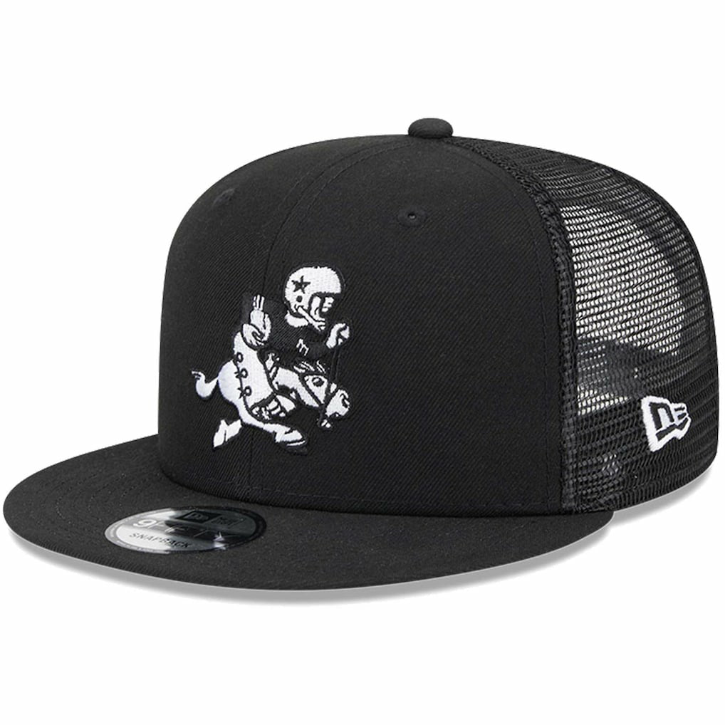 Dallas Cowboys New Era Retro Joe Main Trucker 9FIFTY Snapback Hat Black