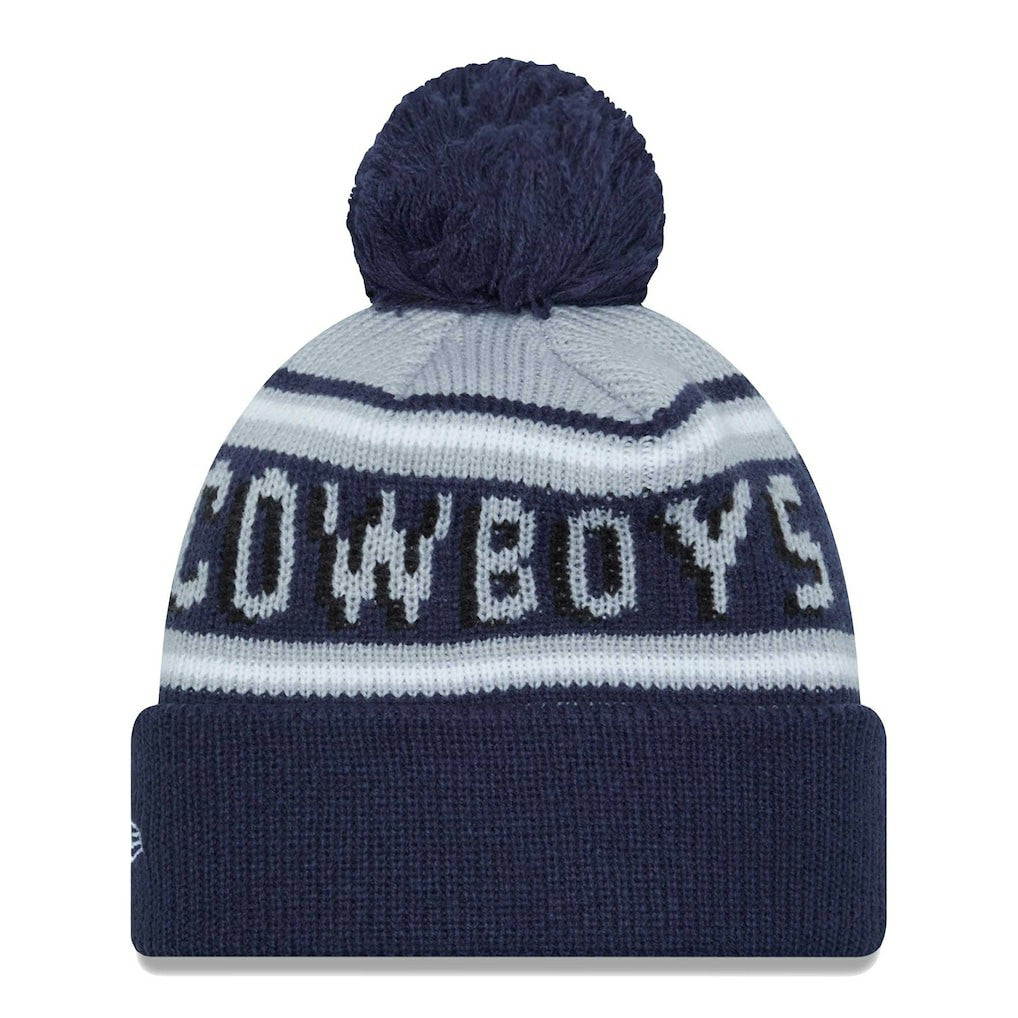 Dallas Cowboys New Era Youth Gridiron Classics Main Cuffed Knit Hat with Pom Gray/Navy