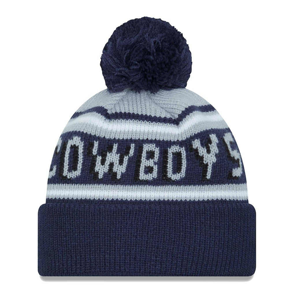 Dallas Cowboys New Era Youth Main Cuffed Knit Hat with Pom Gray/Navy