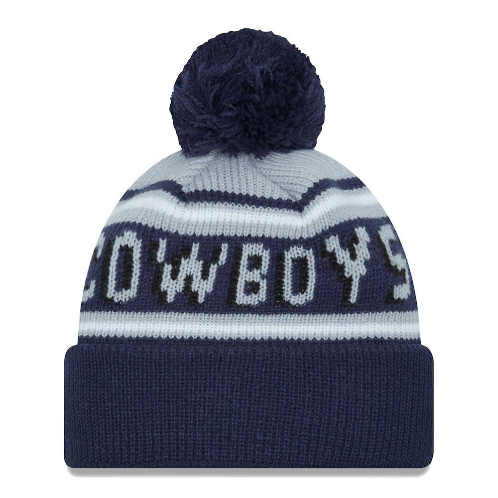 Dallas Cowboys New Era Youth Main Cuffed Knit Hat with Pom Gray/Navy