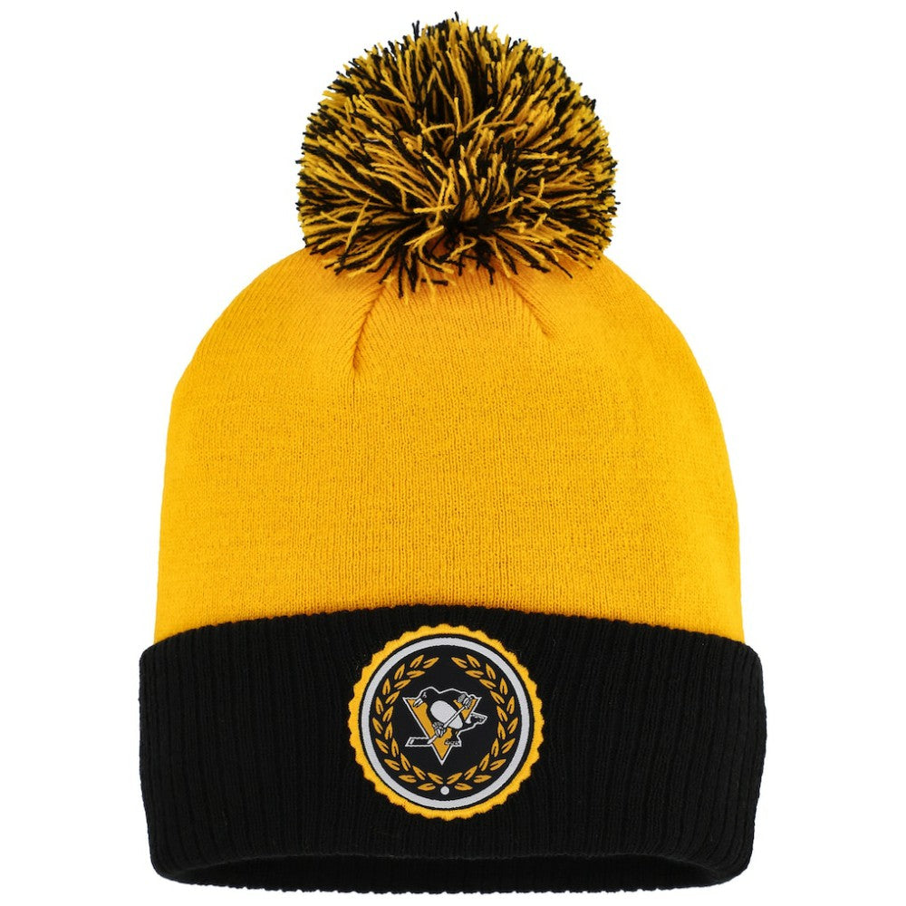 NHL Pittsburgh Penguins adidas Women's Laurel Cuffed Knit Hat with Pom - Gold