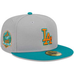Los Angeles Dodgers New Era  59FIFTY Fitted Hat - Gray/Teal Hats