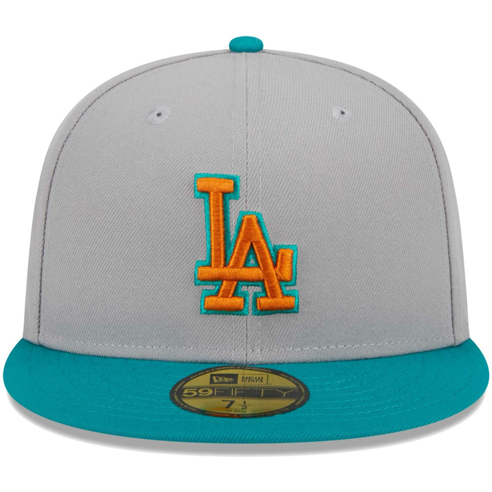 Los Angeles Dodgers New Era  59FIFTY Fitted Hat - Gray/Teal Hats