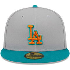 Los Angeles Dodgers New Era  59FIFTY Fitted Hat - Gray/Teal Hats