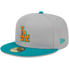 Los Angeles Dodgers New Era  59FIFTY Fitted Hat - Gray/Teal Hats