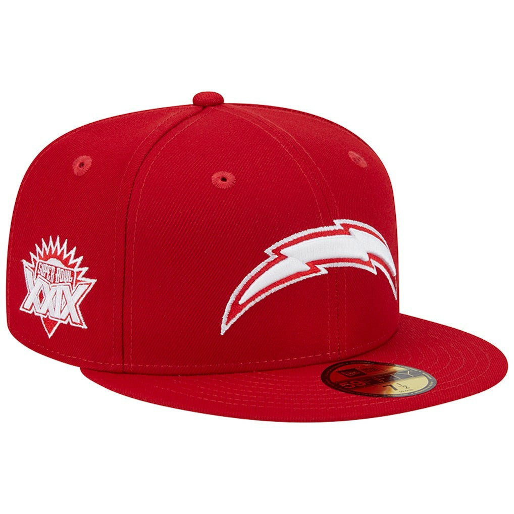 Los Angeles Chargers New Era Super Bowl XXIX Main Patch 59FIFTY Fitted Hat Scarlet