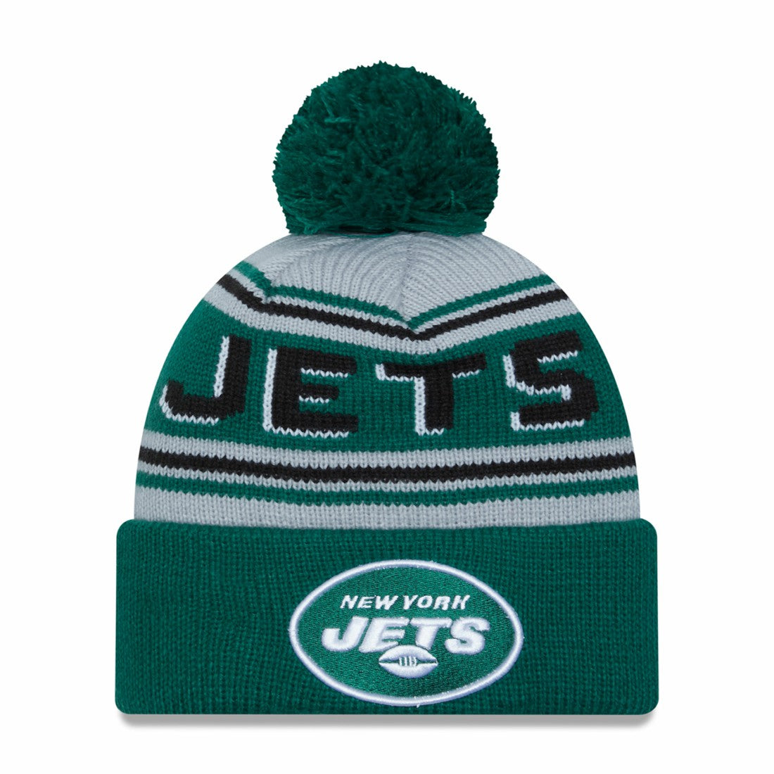 New York Jets New Era Main Cuffed Knit Hat with Pom Green