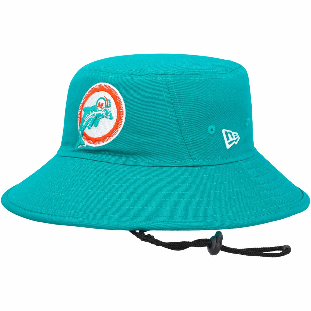 Miami Dolphins New Era Throwback Logo Main Bucket Hat Aqua