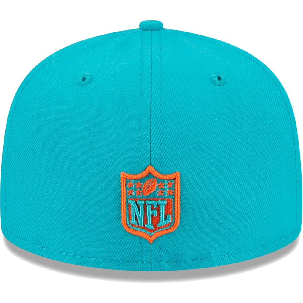 Miami Dolphins New Era Youth Main 59FIFTY Fitted Hat Aqua