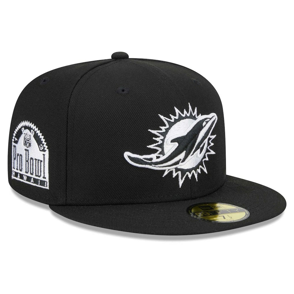 Miami Dolphins New Era Main Patch 59FIFTY Fitted Hat Black