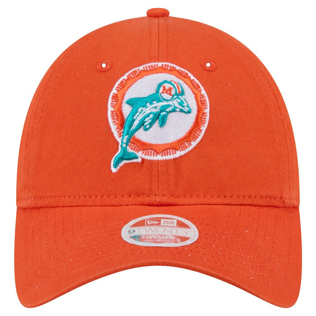 Miami Dolphins New Era Women's Throwback Main Core Classic 2.0 9TWENTY Adjustable Hat Orange