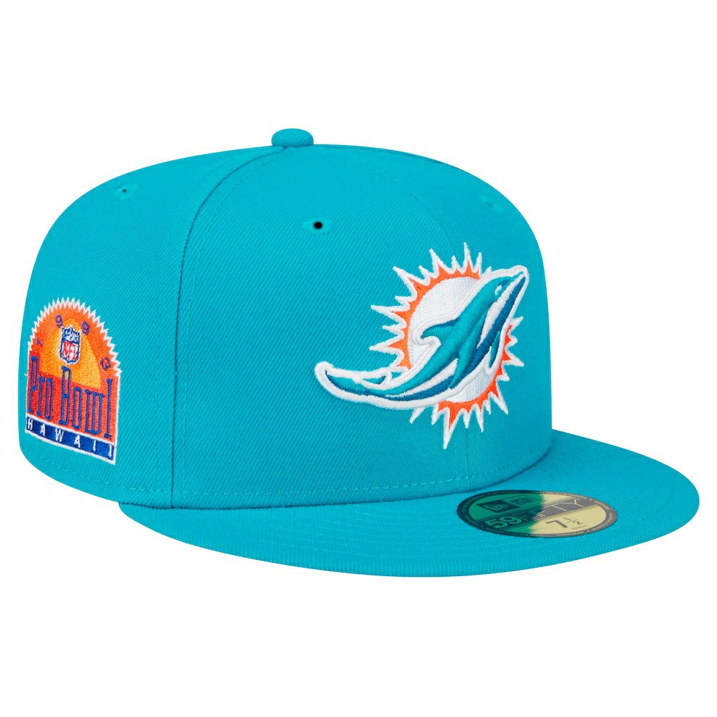 Miami Dolphins New Era Main Patch 59FIFTY Fitted Hat Aqua