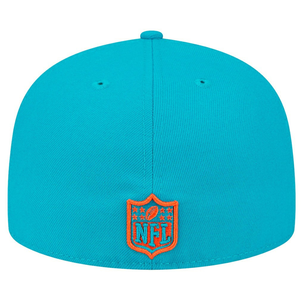 Miami Dolphins New Era Main Patch 59FIFTY Fitted Hat Aqua