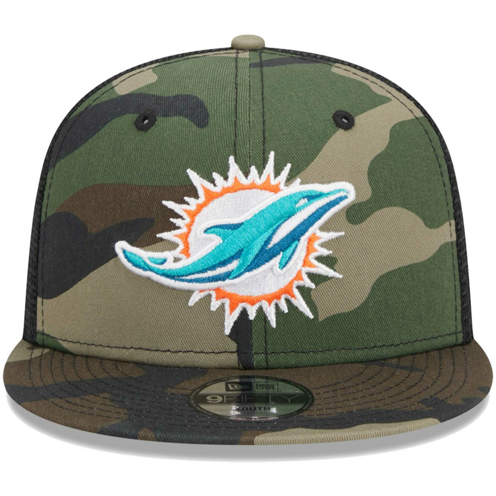 Miami Dolphins New Era Youth Main Trucker 9FIFTY Snapback Hat Camo