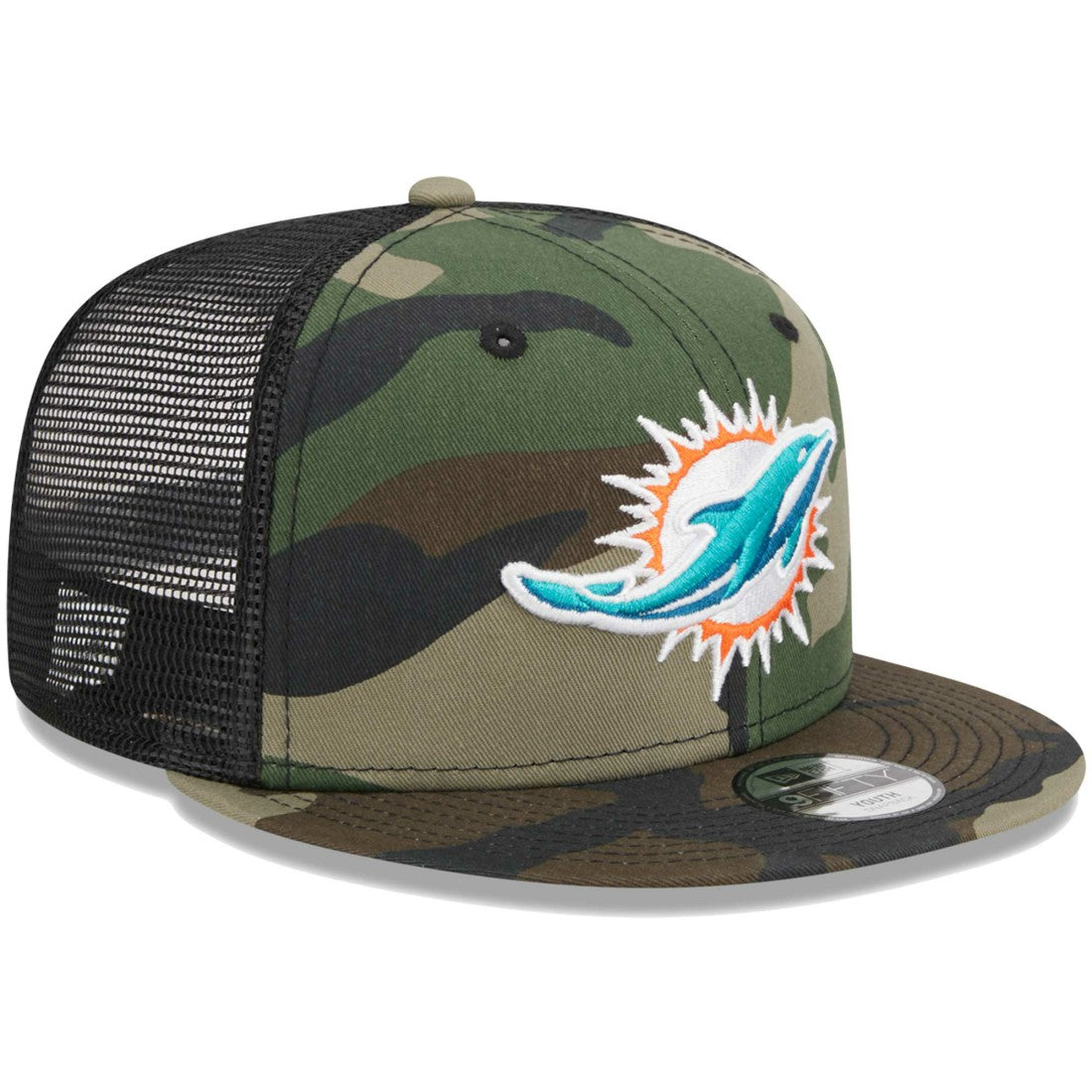 Miami Dolphins New Era Youth Main Trucker 9FIFTY Snapback Hat Camo