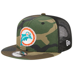 Miami Dolphins New Era Throwback Main Trucker 9FIFTY Snapback Hat Camo
