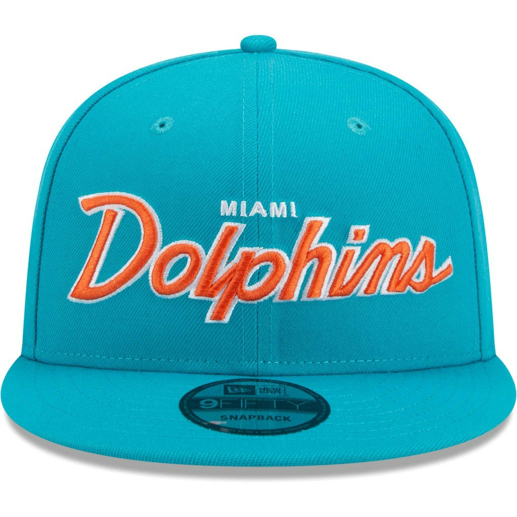 Miami Dolphins New Era Main Script 9FIFTY Snapback Hat Aqua