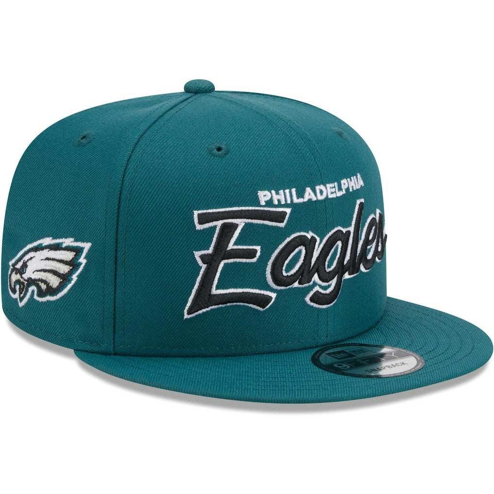 Philadelphia Eagles New Era Main Script 9FIFTY Snapback Hat Midnight Green