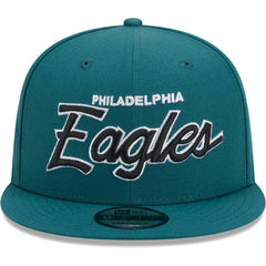 Philadelphia Eagles New Era Main Script 9FIFTY Snapback Hat Midnight Green