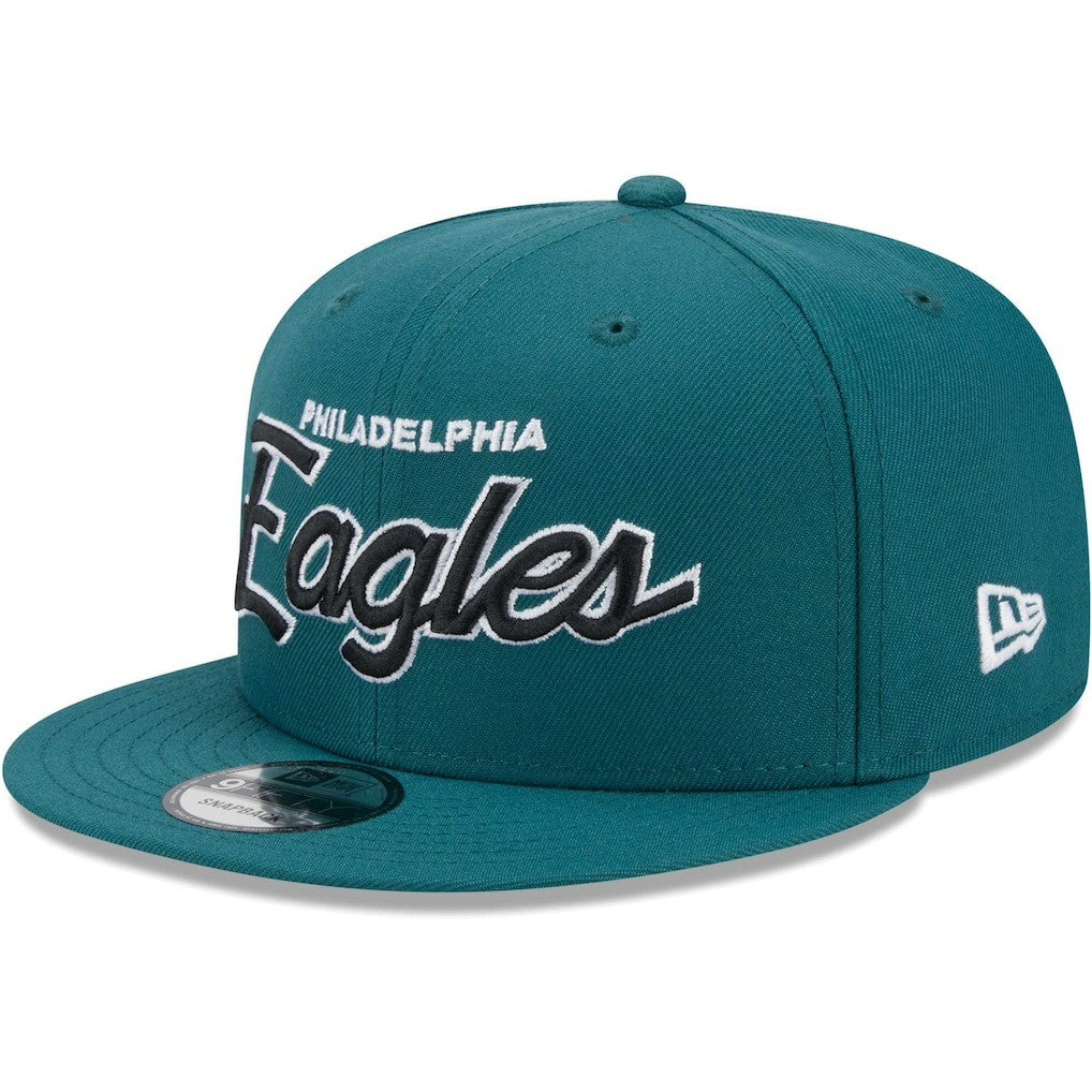 Philadelphia Eagles New Era Main Script 9FIFTY Snapback Hat Midnight Green