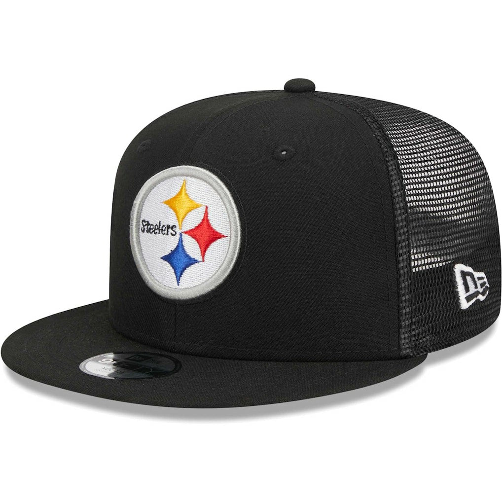Pittsburgh Steelers New Era Youth Main Trucker 9FIFTY Snapback Hat Black