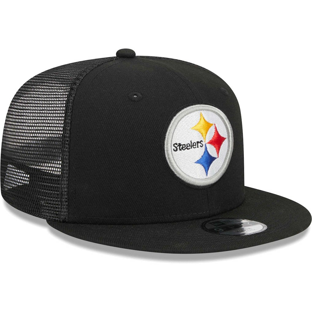 Pittsburgh Steelers New Era Youth Main Trucker 9FIFTY Snapback Hat Black