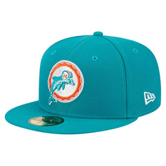 Miami Dolphins New Era Throwback Main 59FIFTY Fitted Hat Aqua