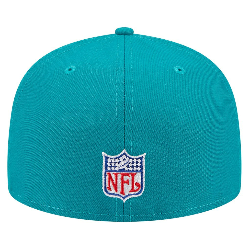 Miami Dolphins New Era Throwback Main 59FIFTY Fitted Hat Aqua