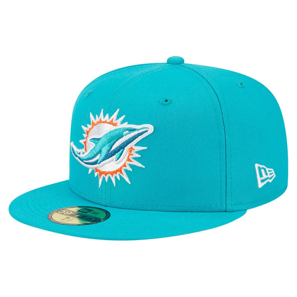 Miami Dolphins New Era Main 59FIFTY Fitted Hat Aqua