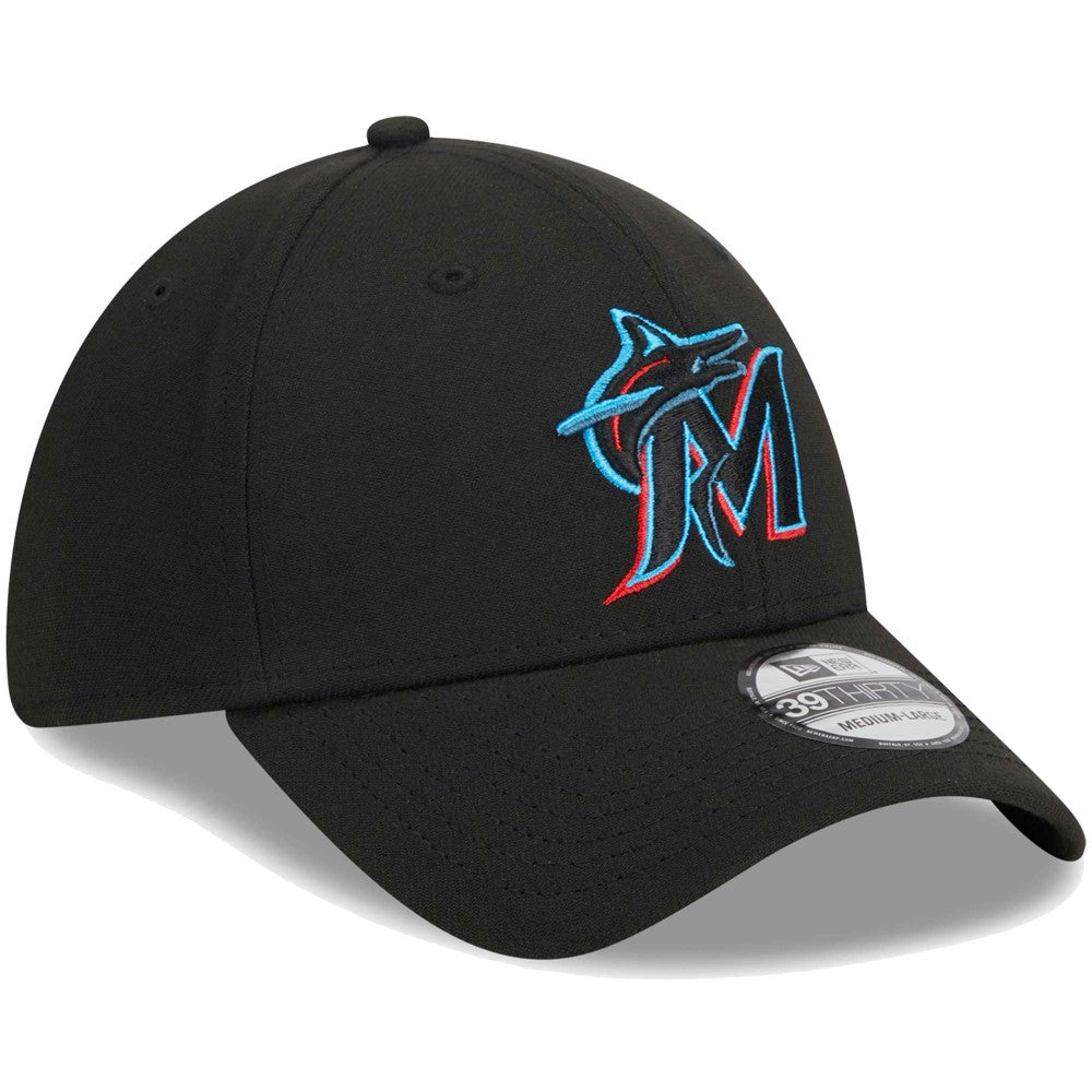 Miami Marlins New Era Logo 39THIRTY Flex Hat - Black Hats