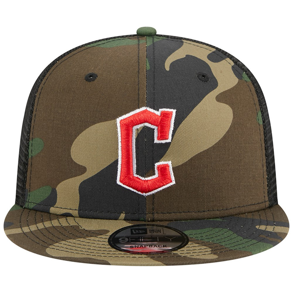 Cleveland Guardians New Era Woodland Camo Trucker 9FIFTY Snapback Hat - Camo Hats