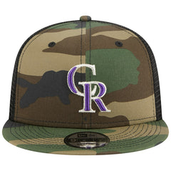 Colorado Rockies New Era Woodland Camo Trucker 9FIFTY Snapback Hat - Camo Hats