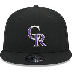Colorado Rockies New Era Team Color Trucker 9FIFTY Snapback Hat - Black Hats
