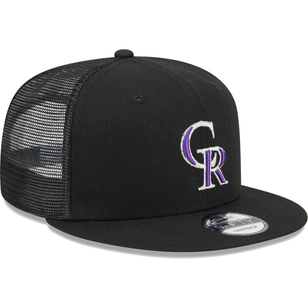 Colorado Rockies New Era Team Color Trucker 9FIFTY Snapback Hat - Black Hats
