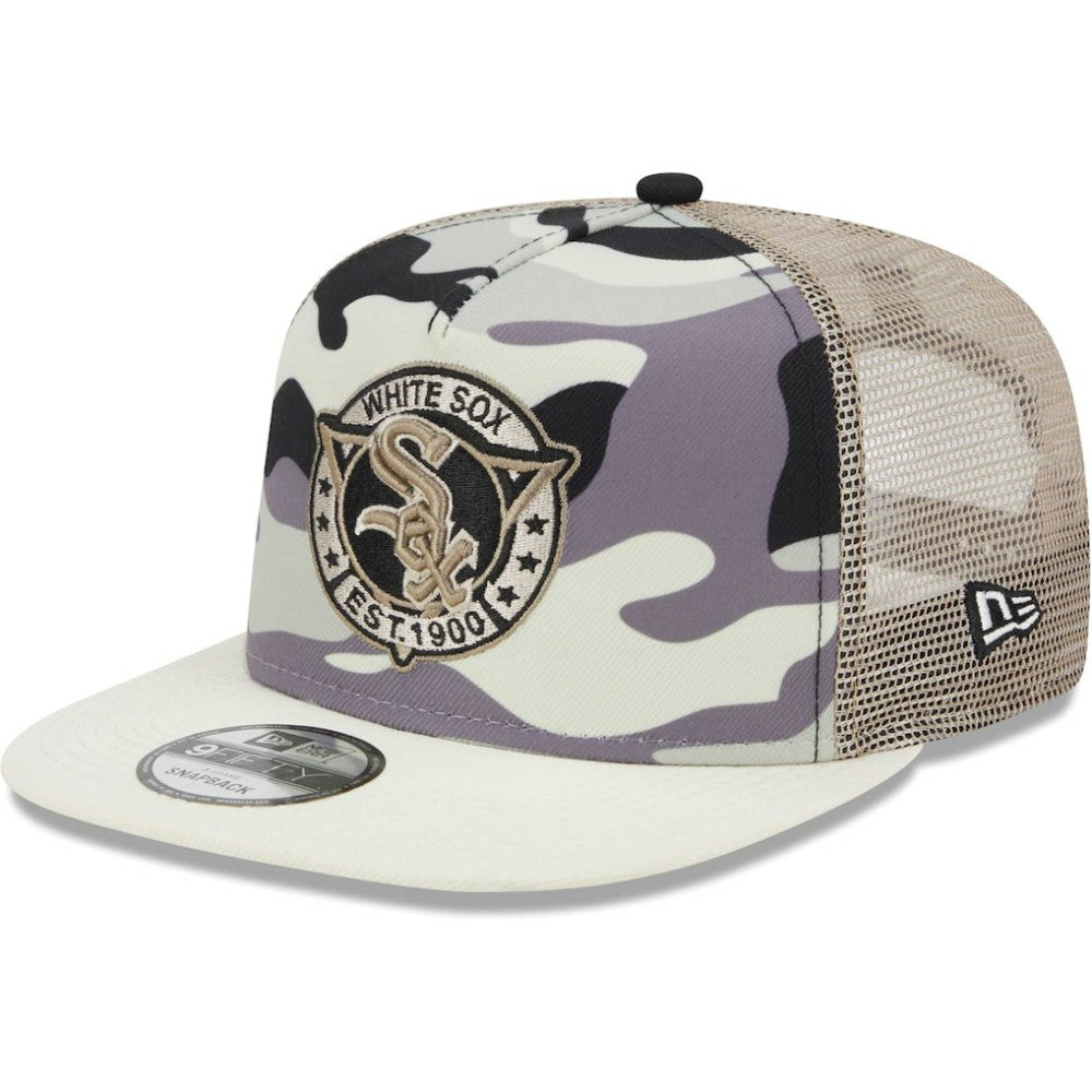 Chicago White Sox New Era Chrome Camo A-Frame 9FIFTY Trucker Snapback Hat - White Hats