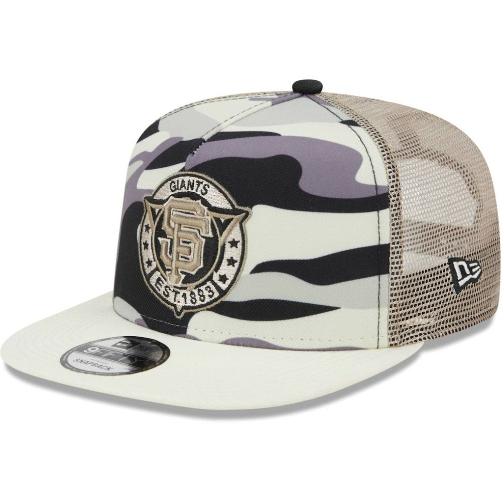 San Francisco Giants New Era Chrome Camo A-Frame 9FIFTY Trucker Snapback Hat - White Hats