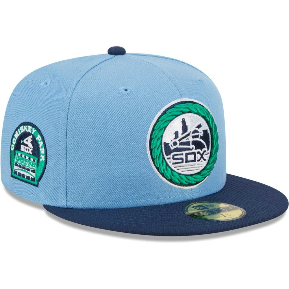 Chicago White Sox New Era Green Undervisor 59FIFTY Fitted Hat - Light Blue/Navy Hats