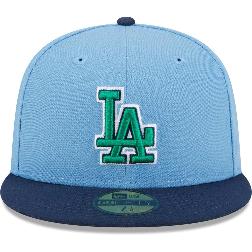 Los Angeles Dodgers New Era Green Undervisor 59FIFTY Fitted Hat - Light Blue/Navy Hats