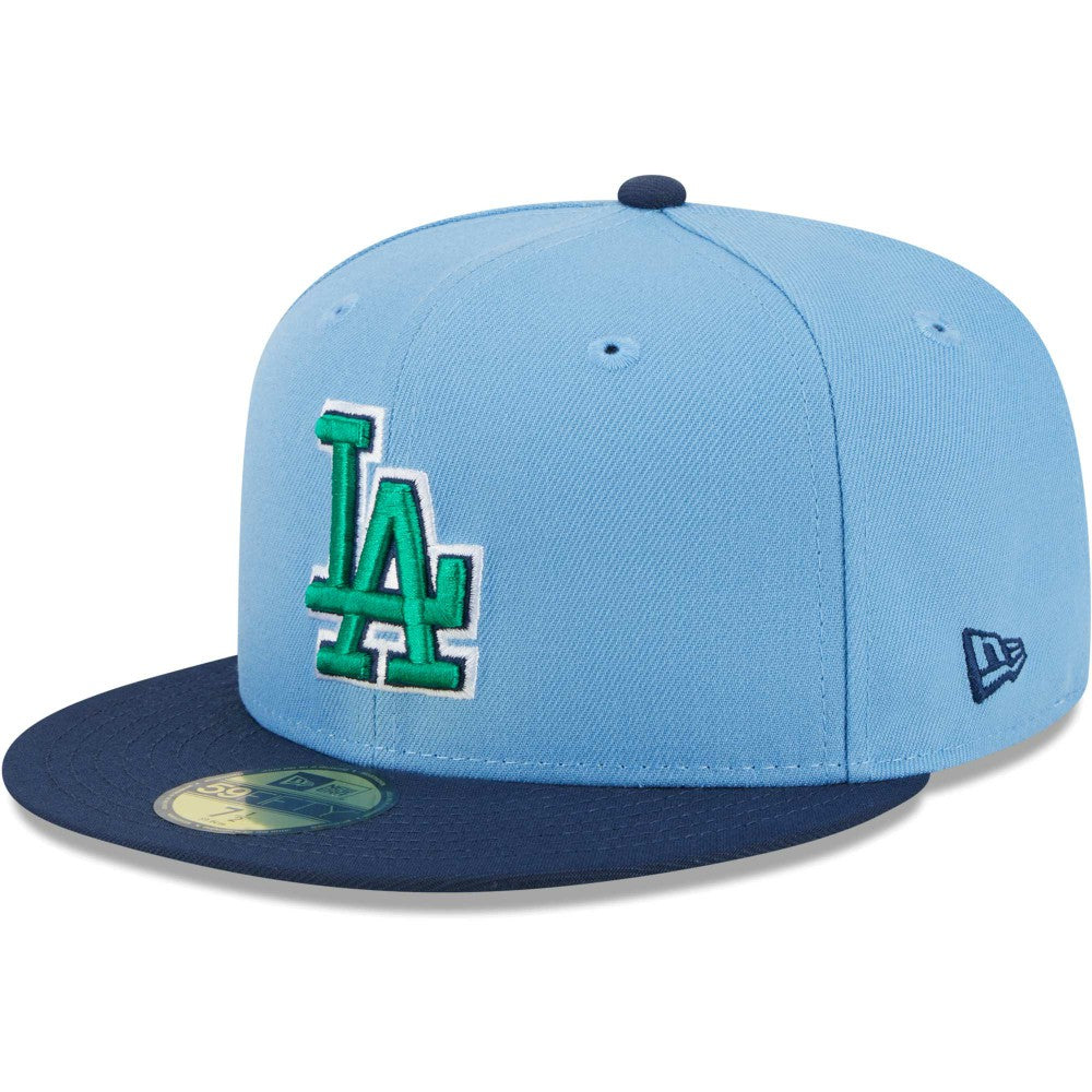 Los Angeles Dodgers New Era Green Undervisor 59FIFTY Fitted Hat - Light Blue/Navy Hats