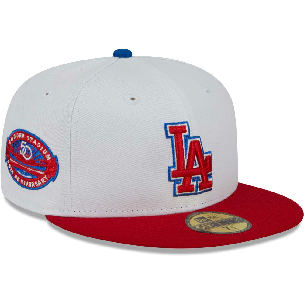 Los Angeles Dodgers New Era Undervisor 59FIFTY Fitted Hat - White/Red Hats