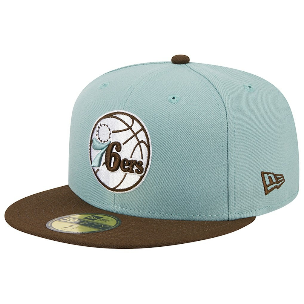 Philadelphia 76ers Two-Tone 59FIFTY Fitted Hat Light Blue/Brown